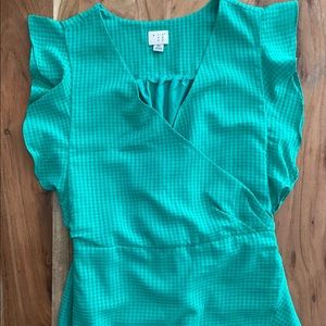 Green Faux Wrap Dress (XS)